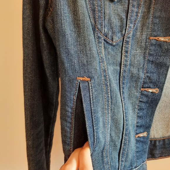 Old Navy Denim Trucker Jacket Dark Wask Worn Look - Picture 4 of 12